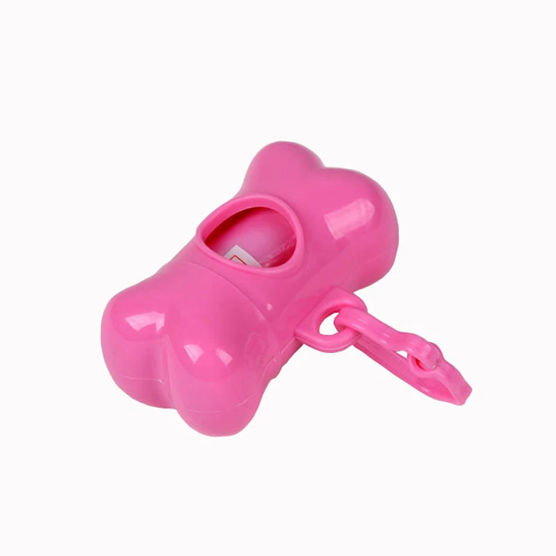 Rosa Kotbeutelspender in Knochenform mit Karabiner