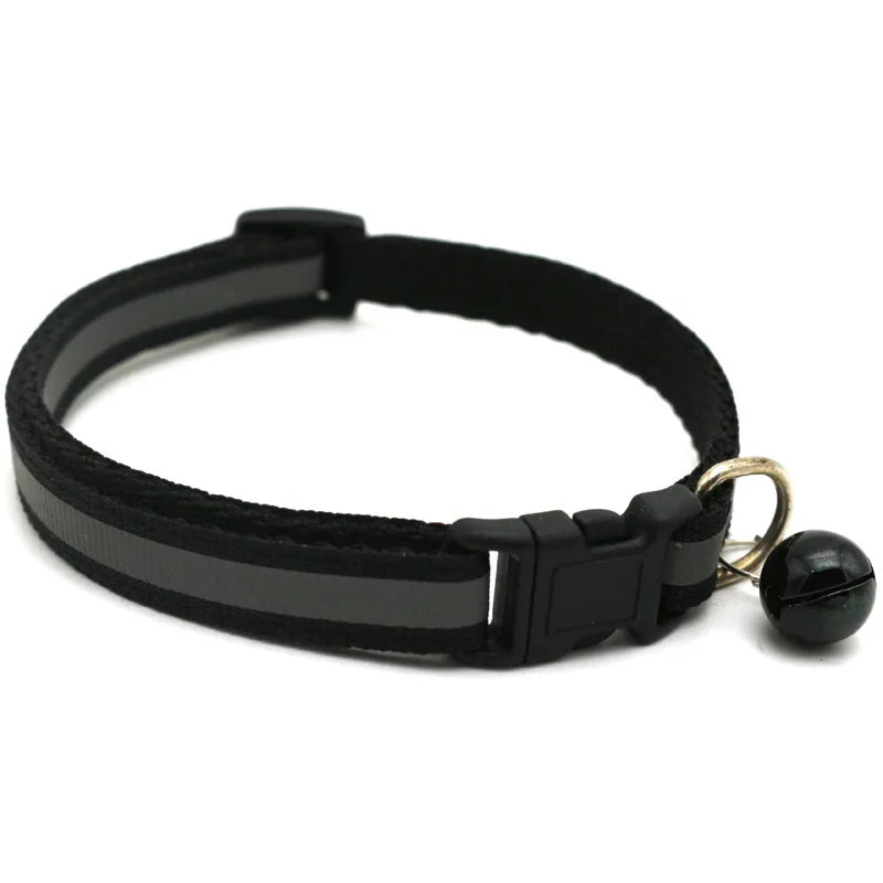 reflektierendes Katzenhalsband mit Glöckchen in schwarz
