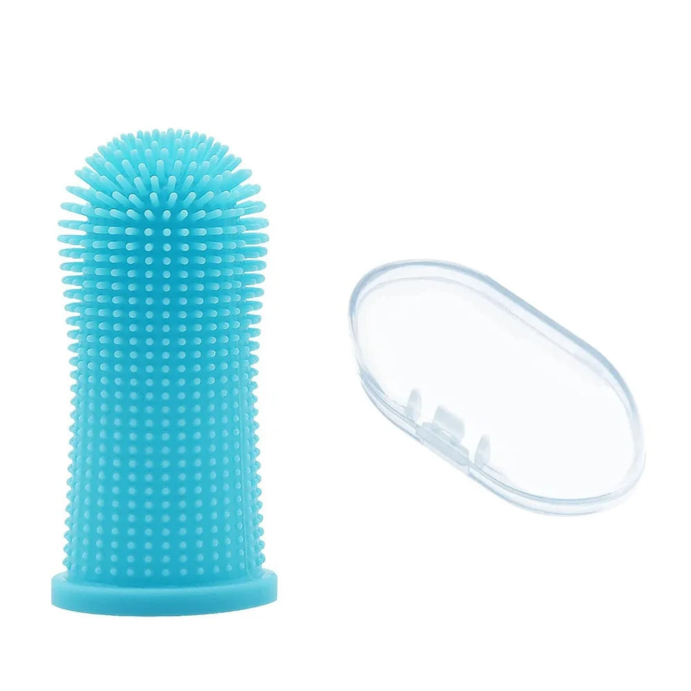 Fingerzahnbürste mit Aufbewahrungsbox in Blau
