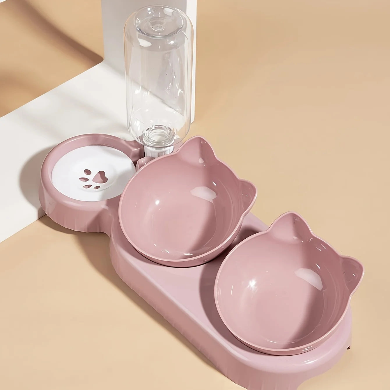 Pink Napf mit Futtertrennung und 500ml Flasche