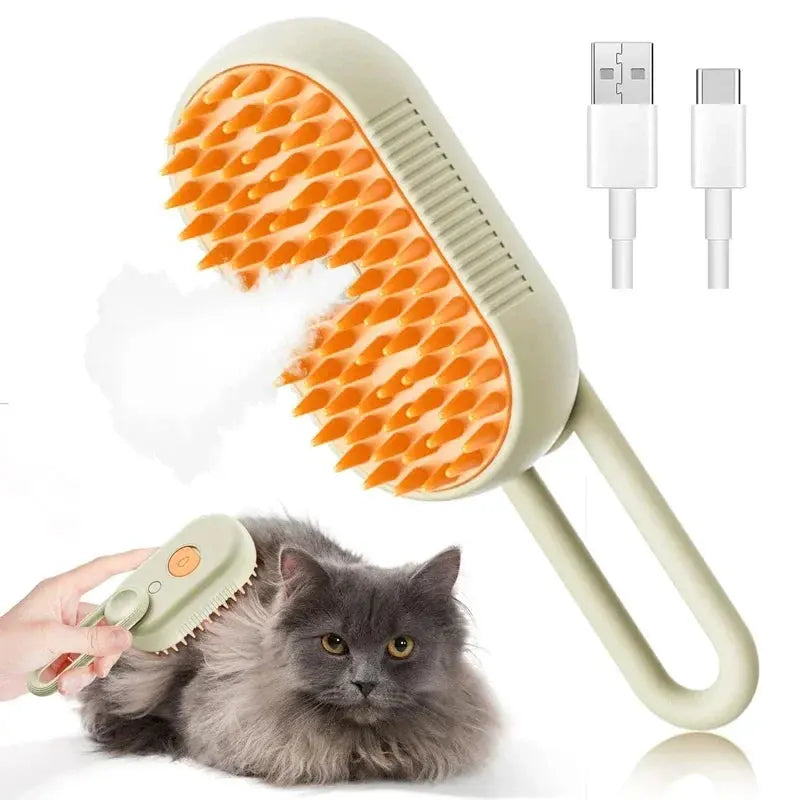 Dampf Katzenbürste mit Griff für Katzen in Orange