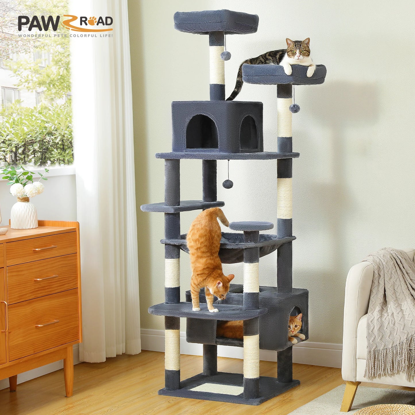 kratzbaum für mehrere katzen mit sisal