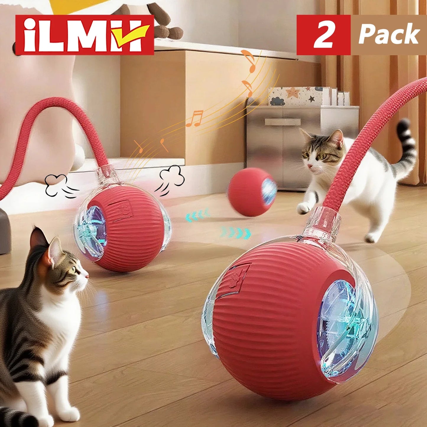 Katze spielt mit automatischem Ball