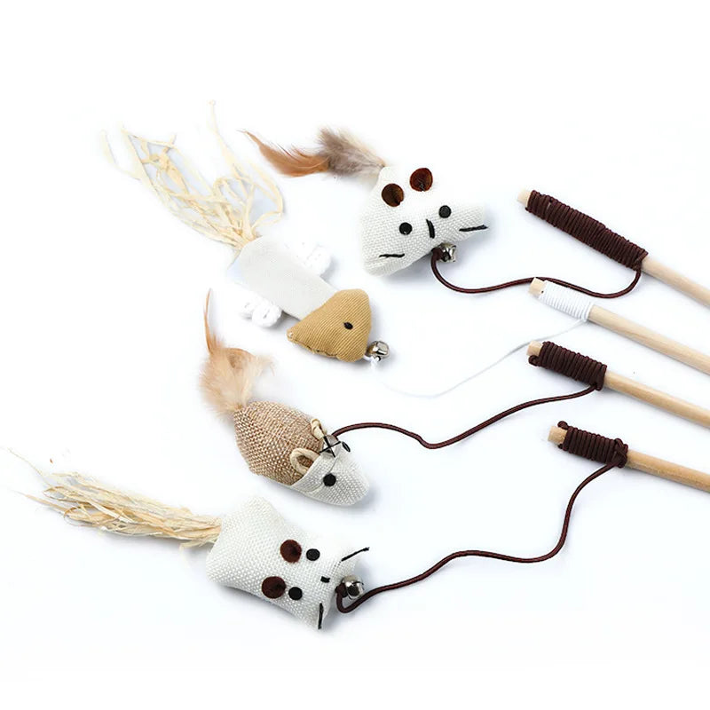 Katzenangel mit elastischem Seil und Fischfigur