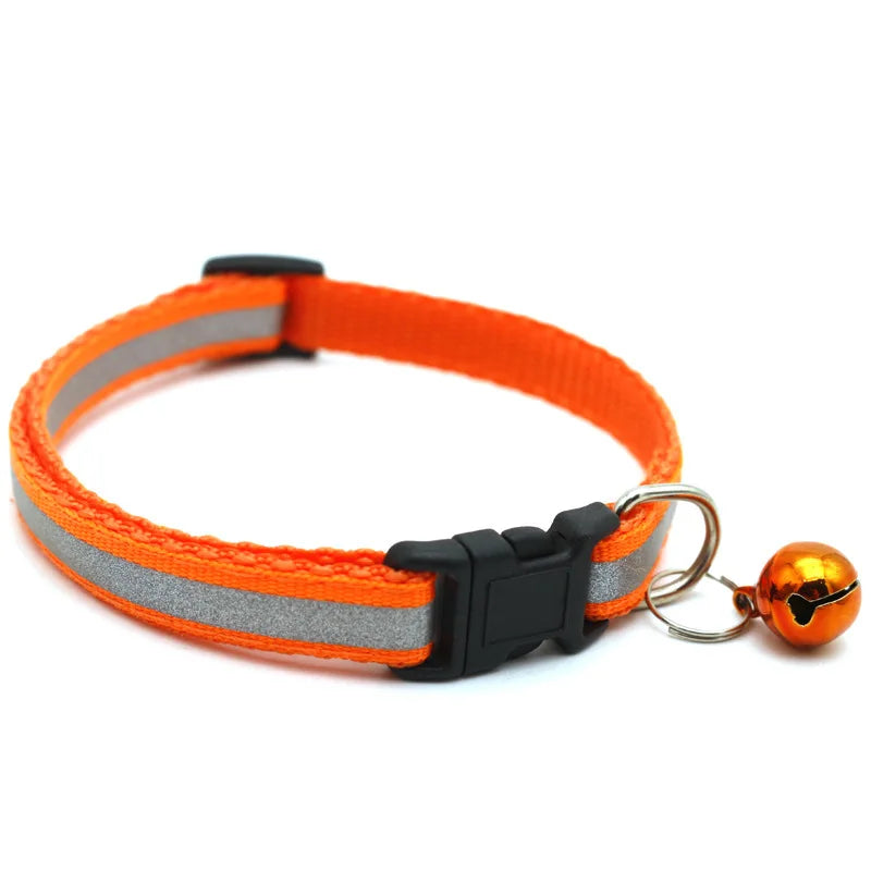reflektierendes Katzenhalsband mit Glöckchen in orange