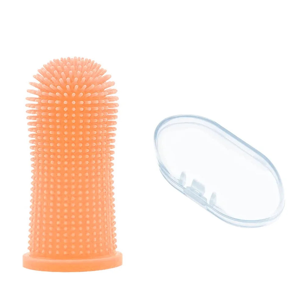 Fingerzahnbürste mit Aufbewahrungsbox in orange