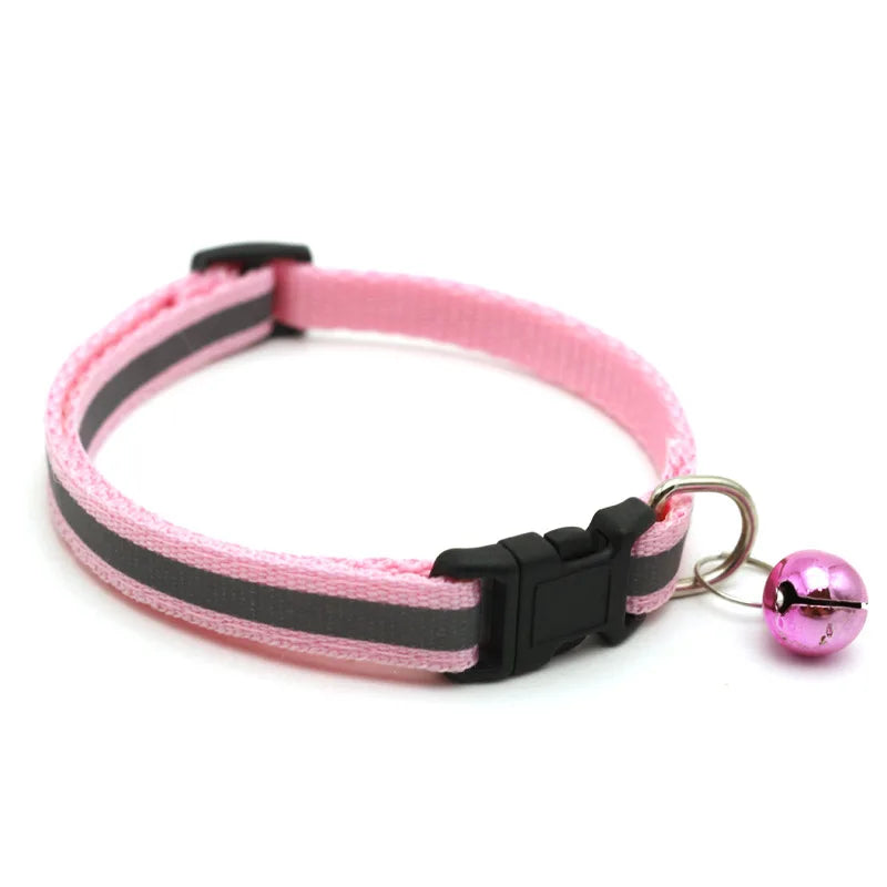reflektierendes Katzenhalsband mit Glöckchen in pink