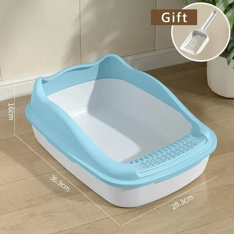 Blaue Katzentoilette aus PP-Kunststoff, hygienisch & offen