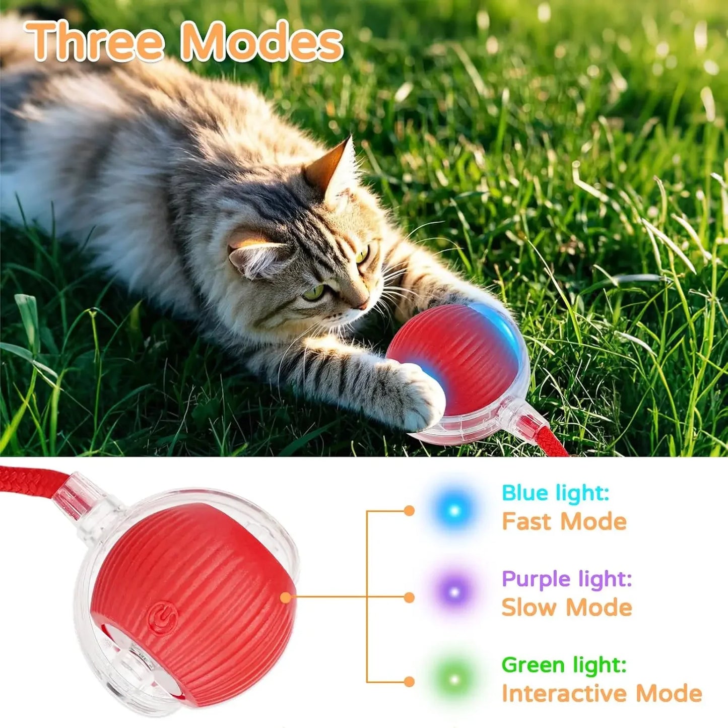 Beweglicher Haustierball mit LED für Katzen Mode