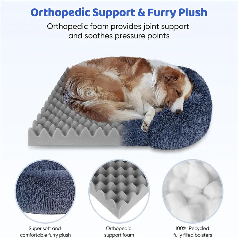 Flauschiges orthopädisches Hundebett in Grau