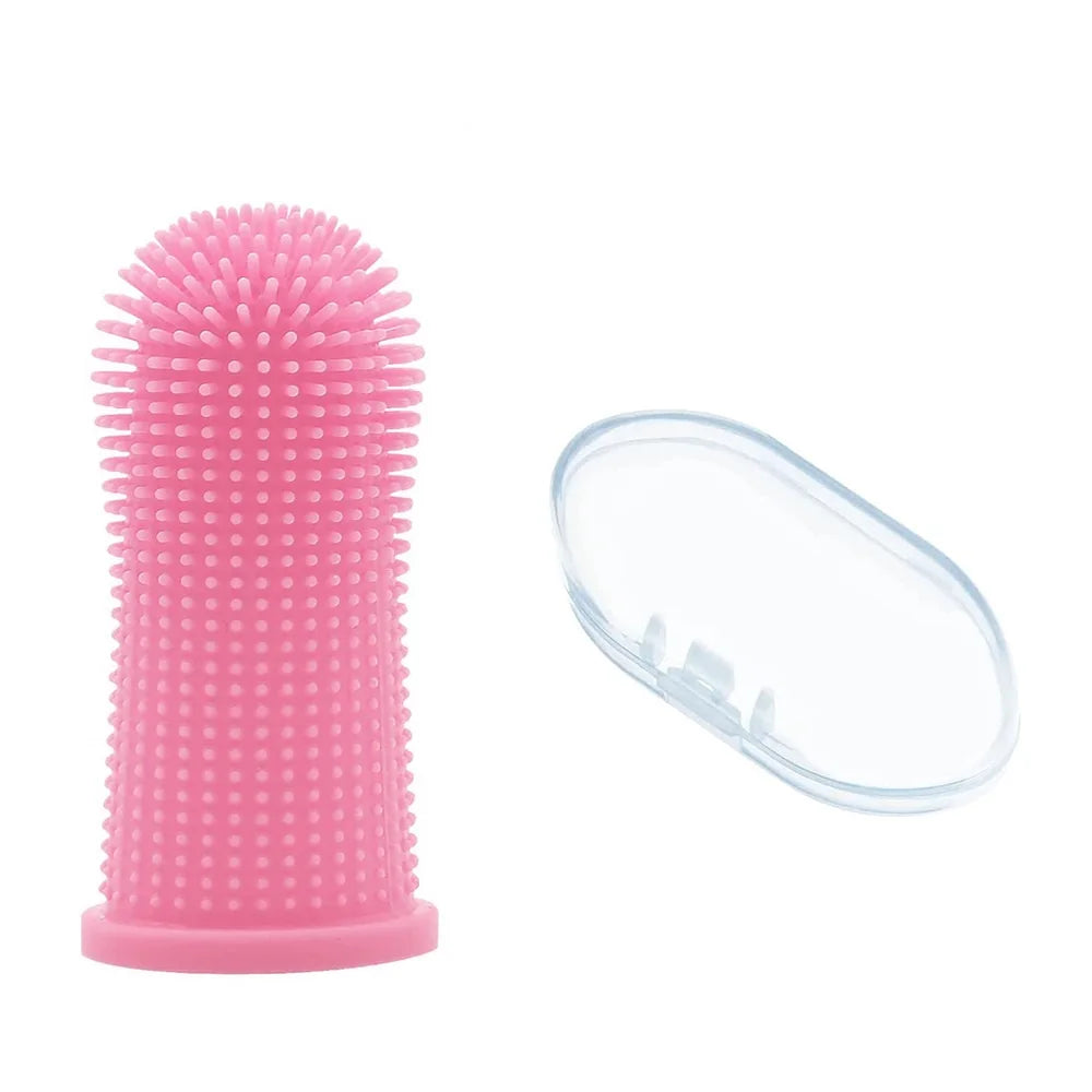 Fingerzahnbürste mit Aufbewahrungsbox in Pink