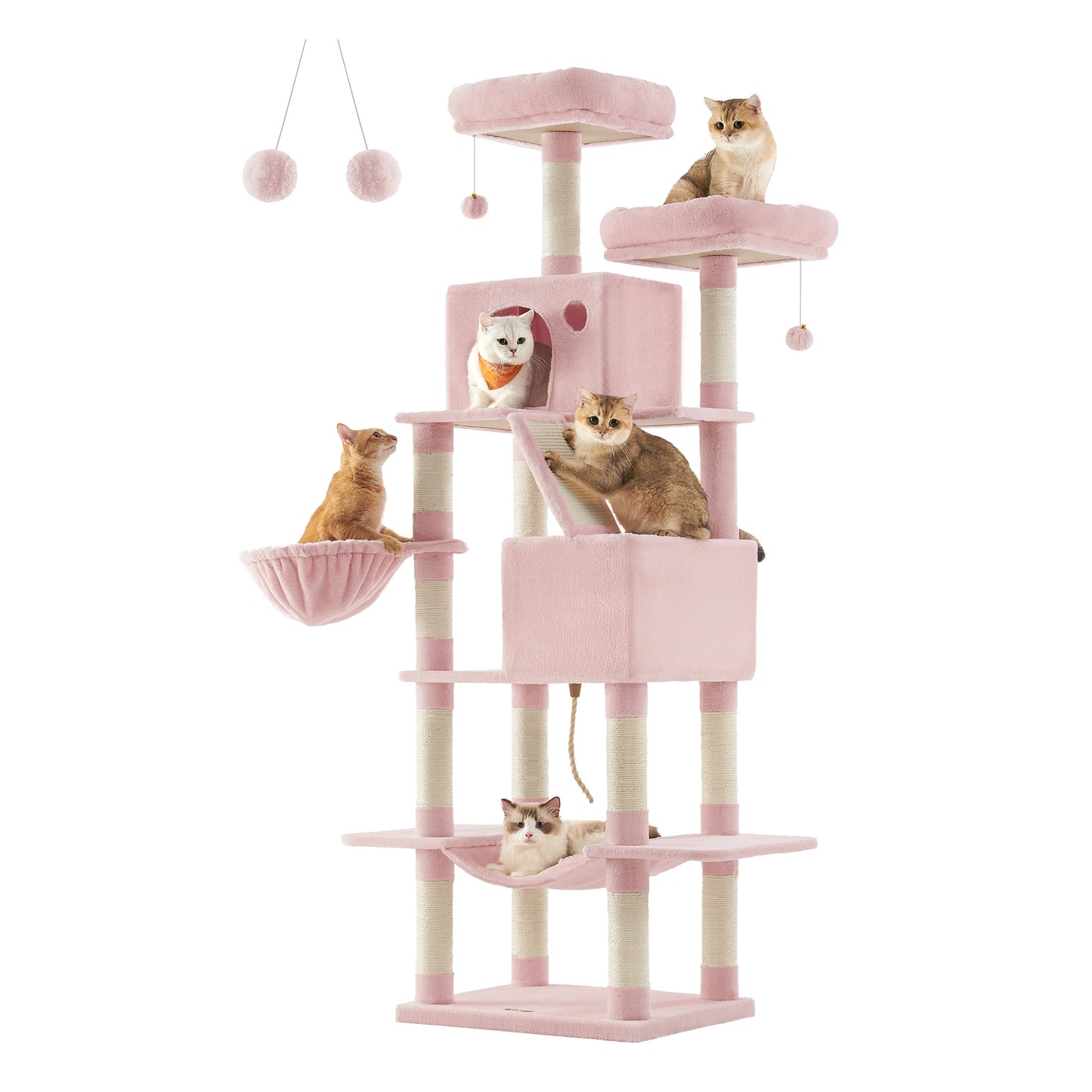 XXL Kratzbaum für Katzen mit Hängematte in Pink