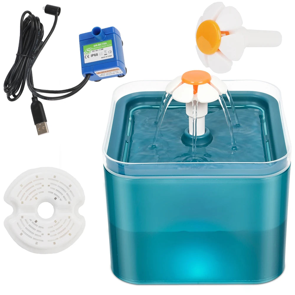 Katzentrinkbrunnen mit LED und Filter in Grün