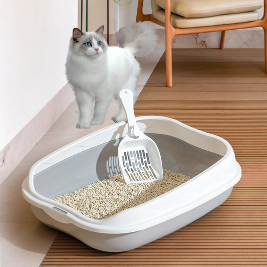 Katzentoilette grau halbgeschlossen mit hohem Rand