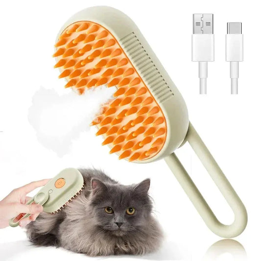 Dampf Katzenbürste mit Griff für Katzen in Orange