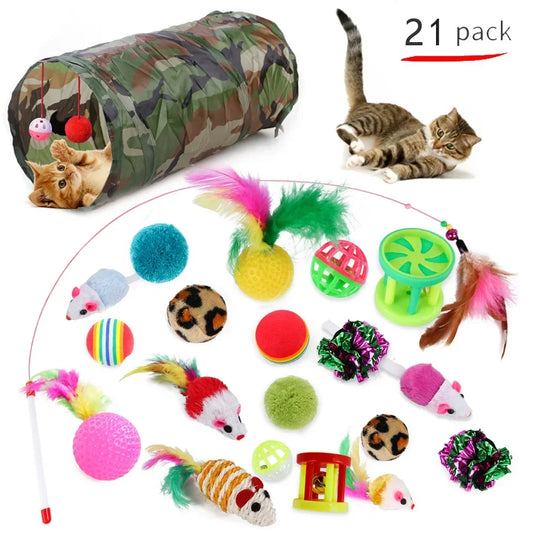 21Skt. katzenspielzeug mit tunnel, bälle, maus usw.