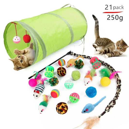 Katzenspielzeug Set mit Tunnel und Mäusen