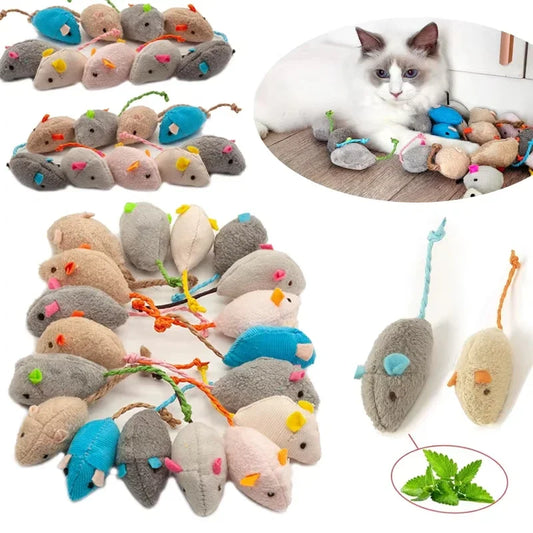 bunte plüschmäuse katzenspielzeug im 5er-set