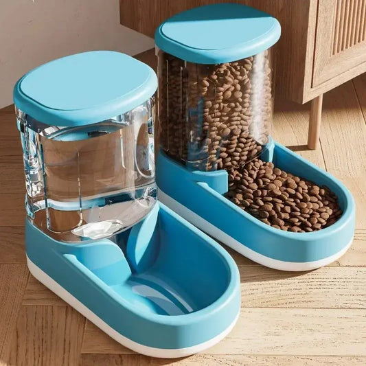 automatischer futter und wasserspender katze in blau