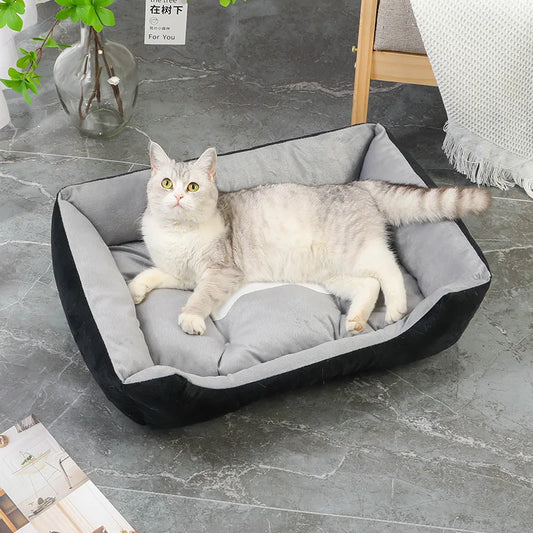 Flauschiges Haustierbett in Grau für Hunde & Katzen